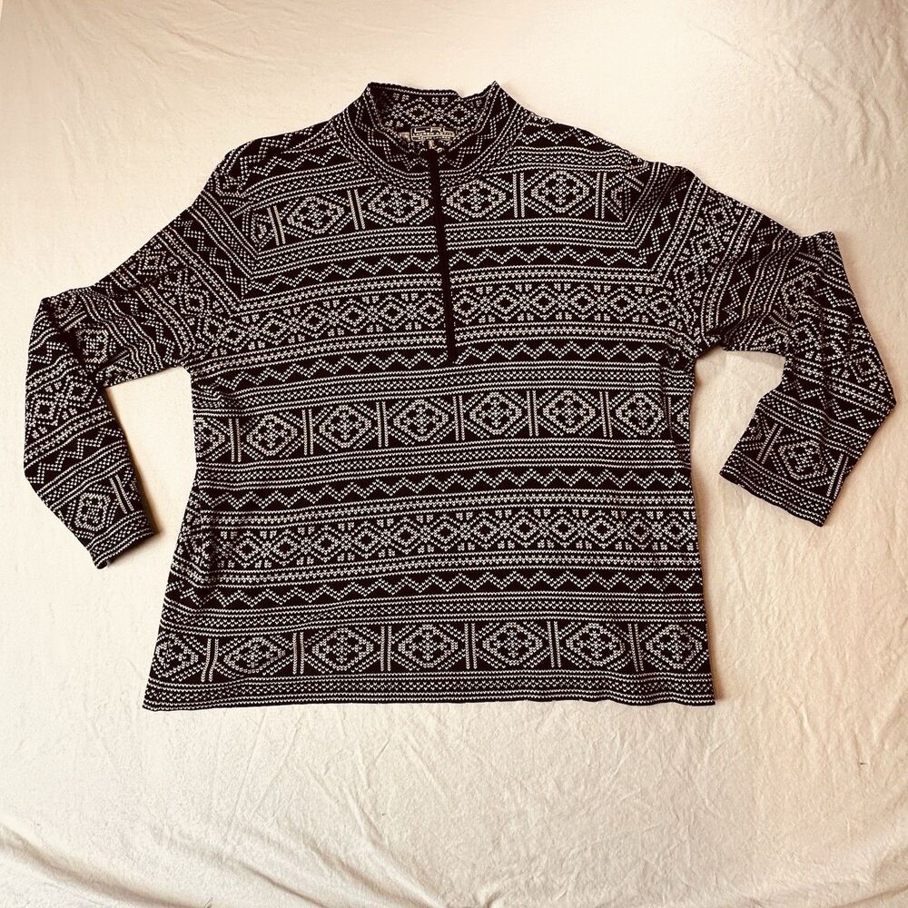 Lauren Ralph Lauren Active Women’s 2XL Geometric Long Sleeve Quarter Zip Black